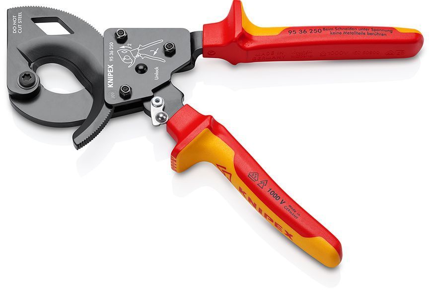 Ножиці для різання кабелів за принципом тріскачки KNIPEX 95 36 250 95 36 250 фото