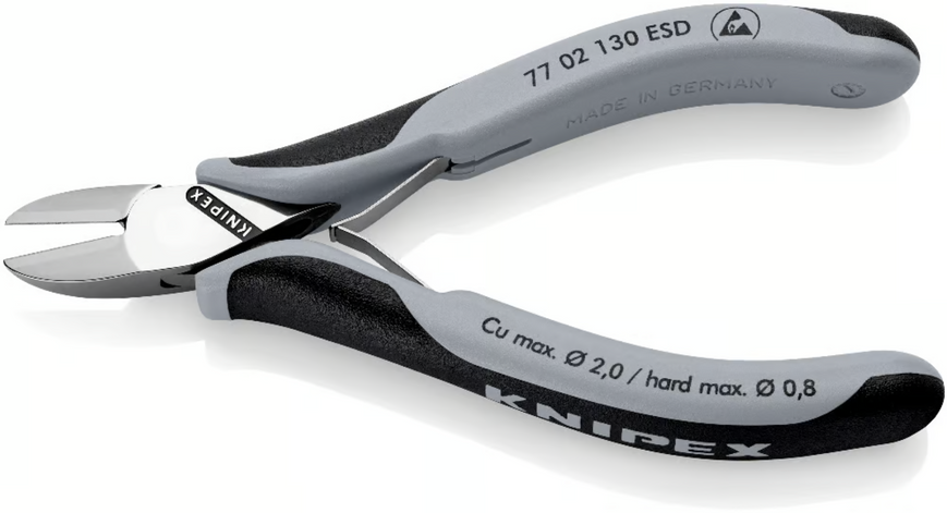 Електронні бокорези ESD із вставленим шарніром Knipex 77 02 130 ESD 77 02 130 ESD фото