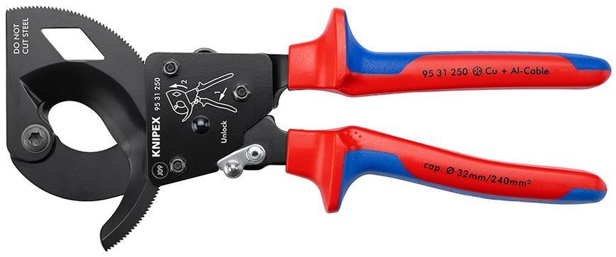 Ножиці для різання кабелів (за принципом тріскачки) KNIPEX 95 31 250 95 31 250 фото