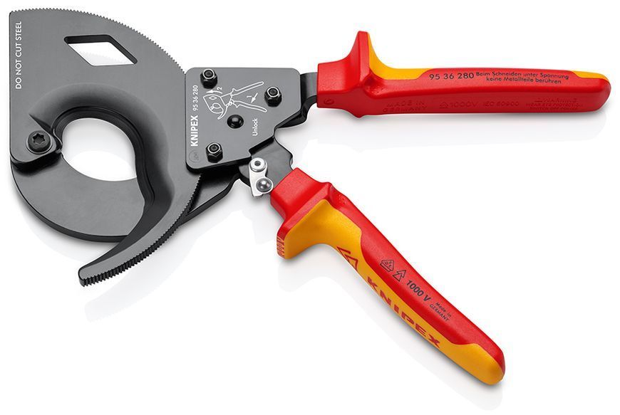 Ножиці для різання кабелів за принципом тріскачки KNIPEX 95 36 280 95 36 280 фото